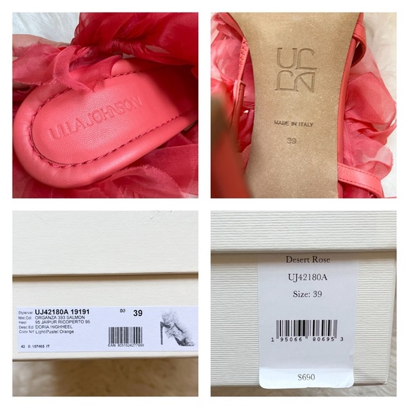 New! ULLA JOHNSON Doria Organza Flower Leather High Heels - Picture 12 of 12